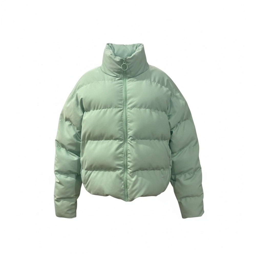 Gymshark Jacket Womens‎ Medium Green Puffer Full Zip Quilted Gym Wear